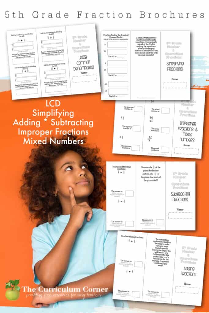 Provide your students with 5th grade fraction practice by printing these free math skill brochures.