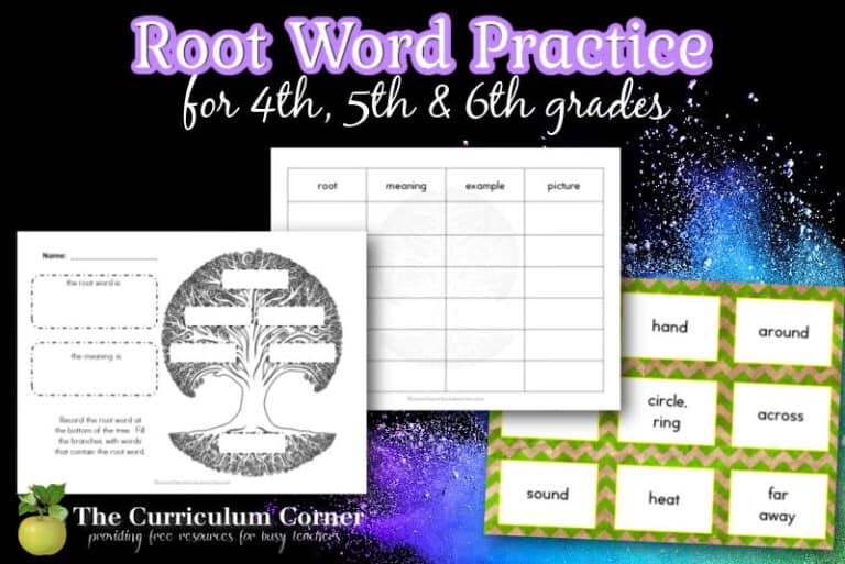 Root Words The Curriculum Corner 456