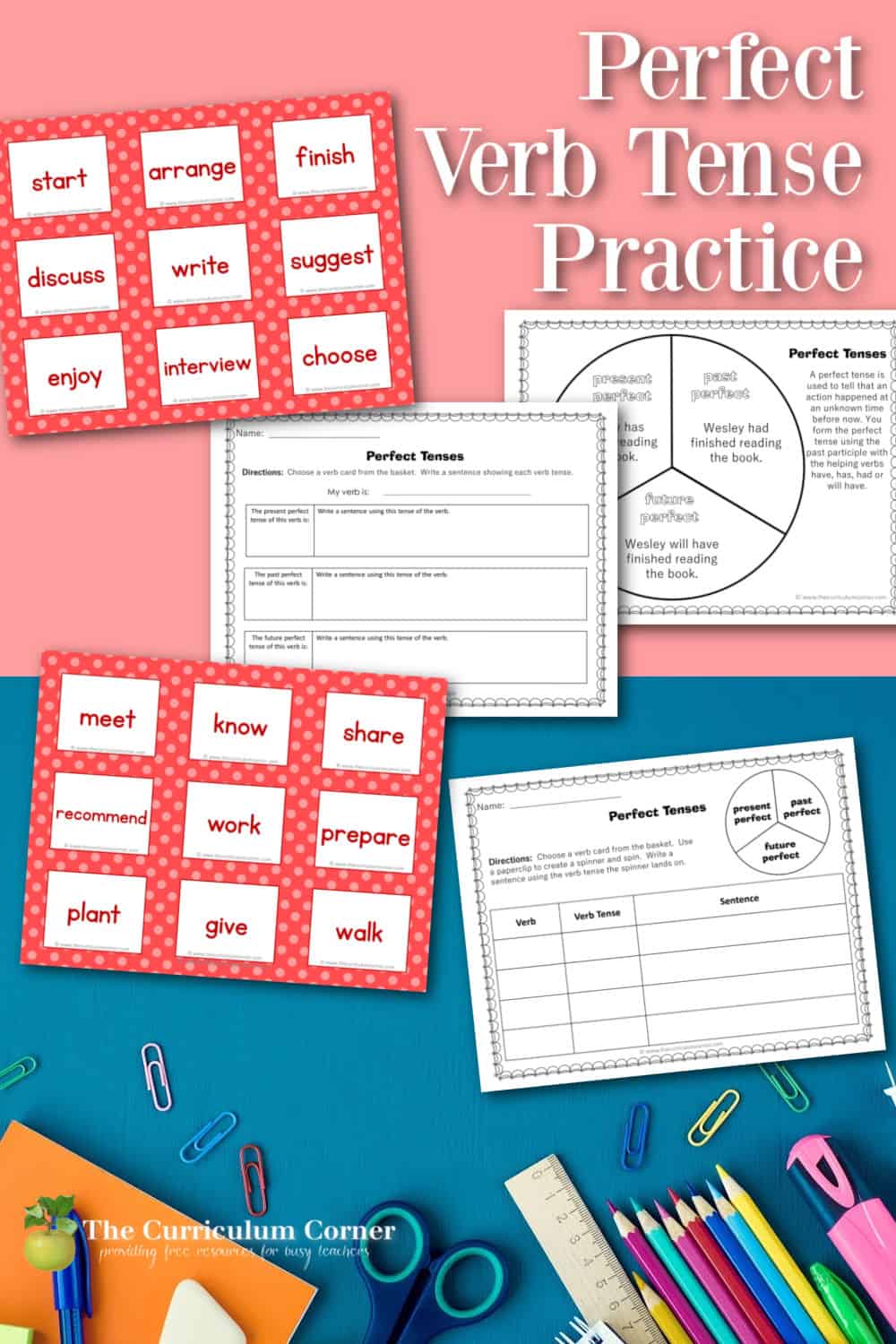 Verb Tenses Verb Tense Spinner Game