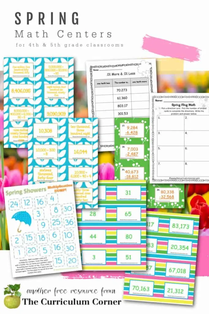 Download these free spring math centers to help your children work on a range of math skills in 4th and 5th grades.