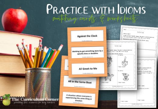 Idioms Matching Activity for 3rd-5th Grade (teacher made)