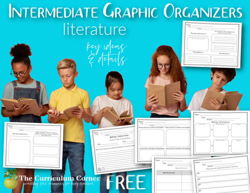 Download these 40 free literature graphic organizers for intermediate students to be used in your 4th, 5th or 6th grade reading workshop.