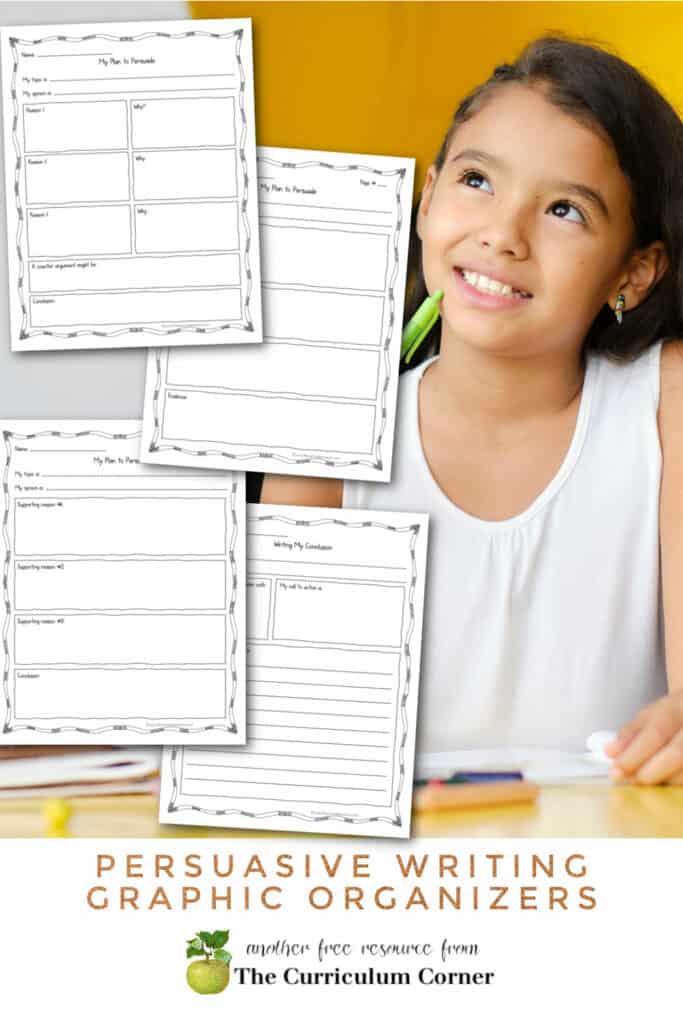 These free persuasive writing graphic organizers will help your fourth, fifth and sixth grade writers plan their writing during writing workshop. 