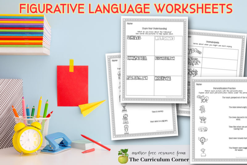 Download this free set of figurative language worksheets to help your students explore different forms of figurative language.