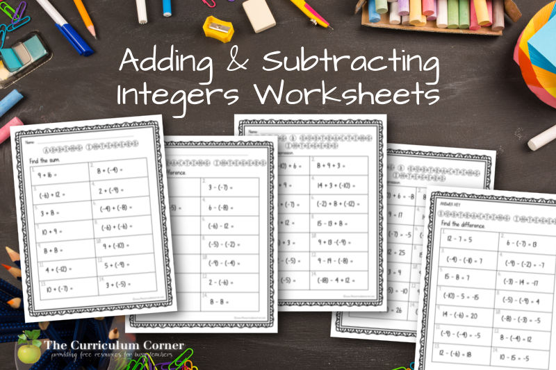 This download of adding and subtracting integers worksheets contains ten practice pages with answer keys.