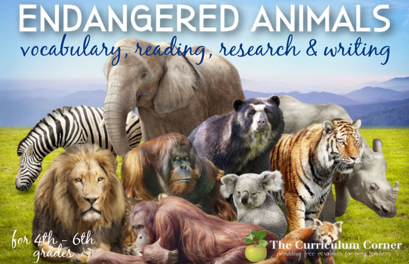 Literacy Centers: Endangered Animals - The Curriculum Corner 4-5-6