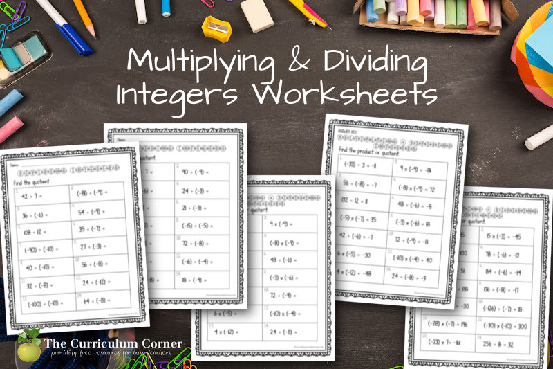 This download of multiplying and dividing integers worksheets contains ten practice pages with answer keys.