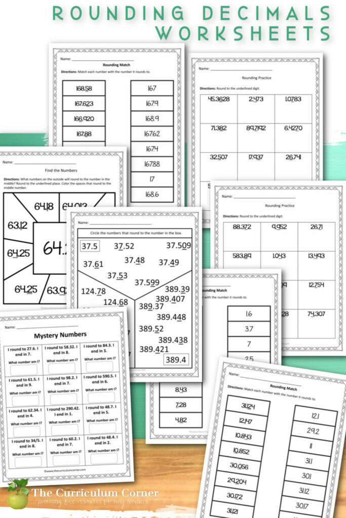 Download this free set of rounding decimals worksheets to offer your students practice with how to round numbers with decimals.