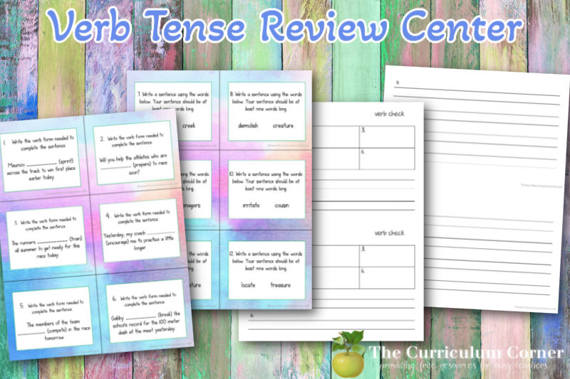 Download this verb tense review center to provide your 4th through 6th graders with an opportunity to review verbs.