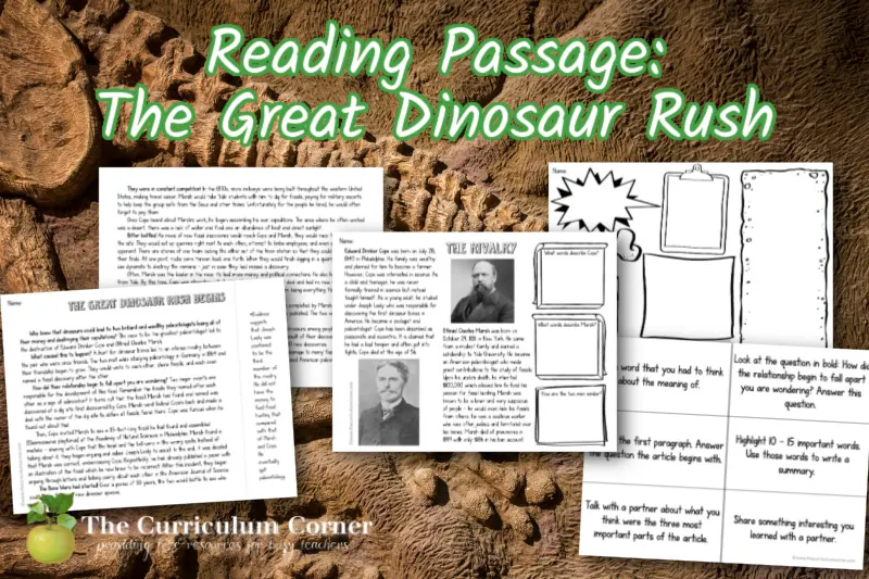 Students can learn about The Great Dinosaur Rush through the reading of this passage and other materials. Free from The Curriculum Corner.