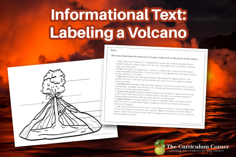 Help children read about and then label the parts of a volcano with this activity.