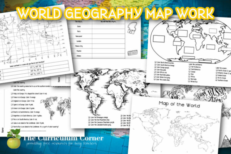 World Geography Map Work The Curriculum Corner 456