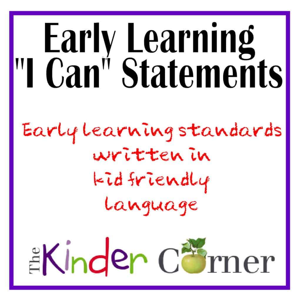 Early Learning I Can Statements from The Curriculum Corner