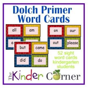 Dolch Primer Word Cards free from The Curriculum Corner