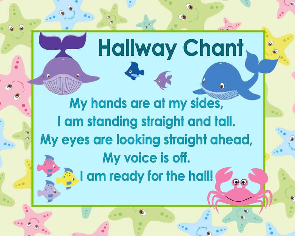 Free Hallway Chant Classroom Poster from www.thecurriculumcorner.com | procedures | early learning