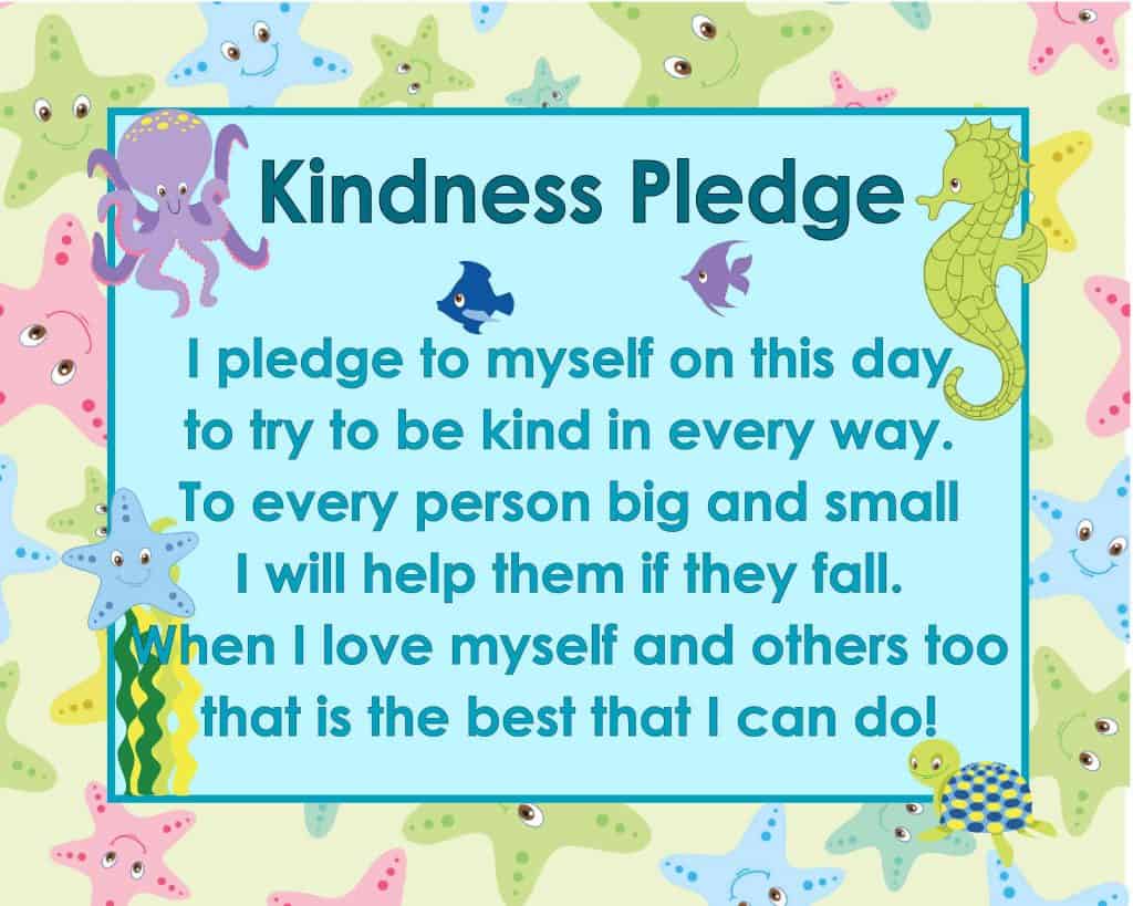 FREE ocean themed kindness pledge poster from www.thecurriculumcorner.com | download as an 8 x 10 or 11 x 14 