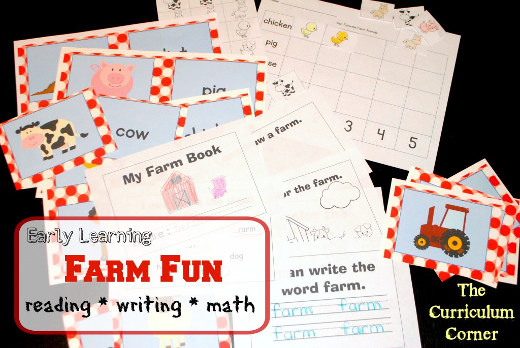 Early Learning Farm Fun for reading, math & writing FREE from The Curriculum Corner