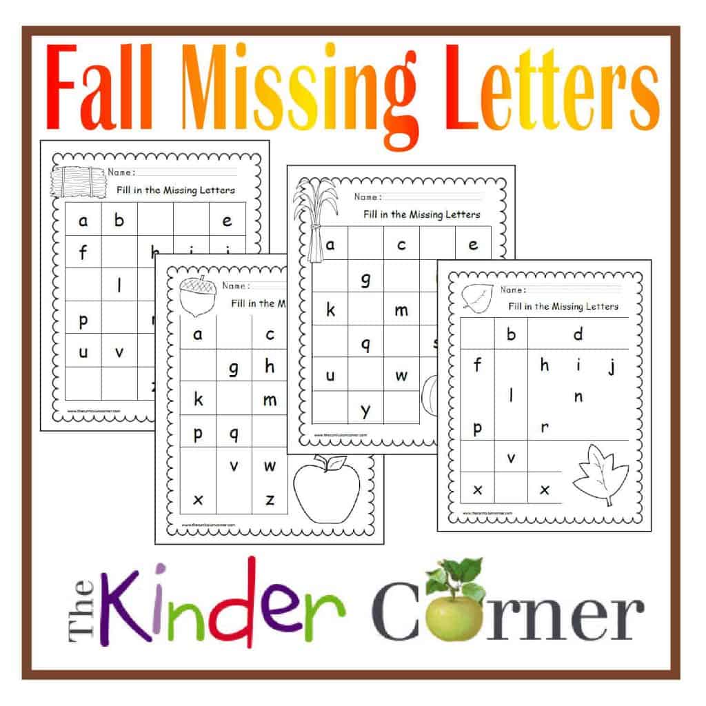 Fall Missing Letters Printable Practice Pages FREE from The Curriculum Corner