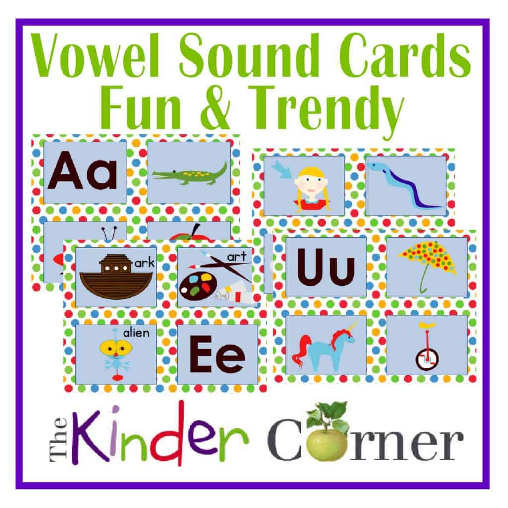Fun & Trendy Vowel Sound Cards FREE printables from The Curriculum Corner