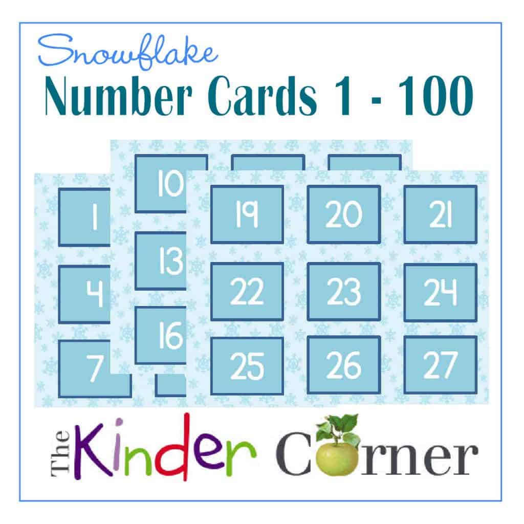 Winter Snowflake Number Cards 1 though 100 FREE from The Curriculum Corner