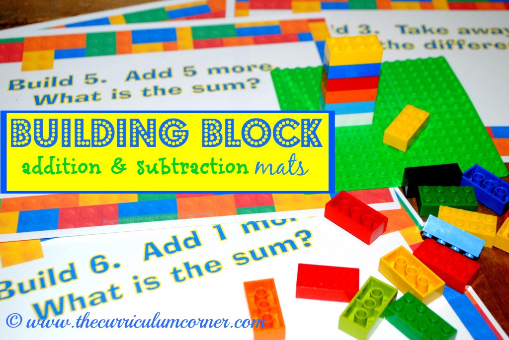 Building Block Math Addition and Subtraction Work Mats | Kindergarten | Computation | Common Core | FREE from The Curriculum Corner