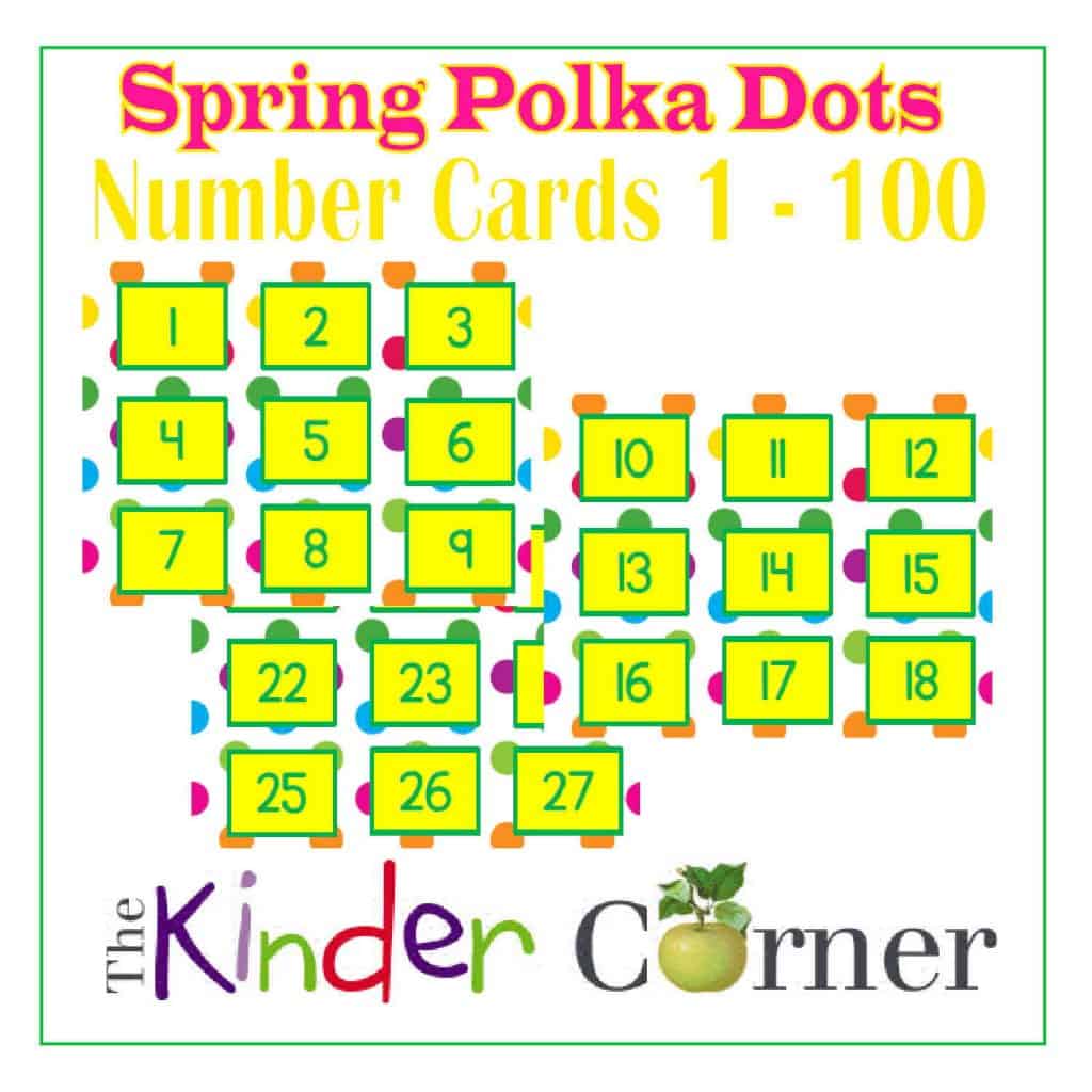 Spring Polka Dots Number Cards 1 though 100 FREE from The Curriculum Corner