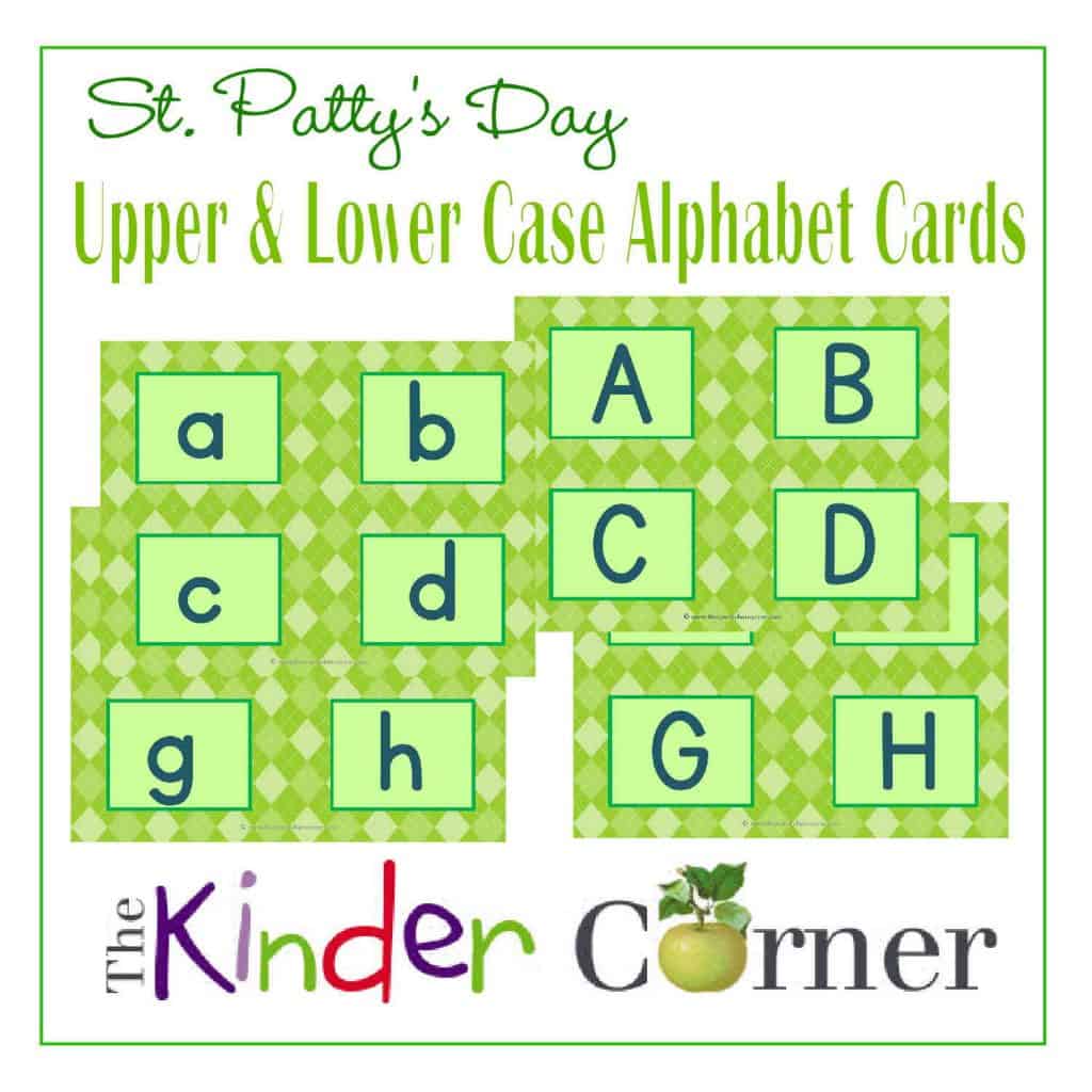 Green St. Patrick's Day Upper & Lowercase Letters Alphabet Matching Cards from The Curriculum Corner FREE