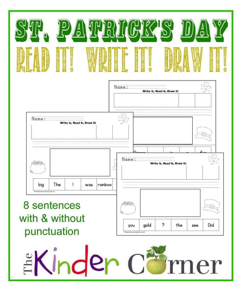 St. Patrick's Day Read it, write it, draw it simple scrambled sentences by The Curriculum Corner