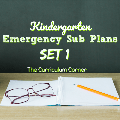 FREE Kindergarten Emergency Sub Plans from The Curriculum Corner