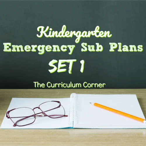 FREE Kindergarten Emergency Sub Plans from The Curriculum Corner