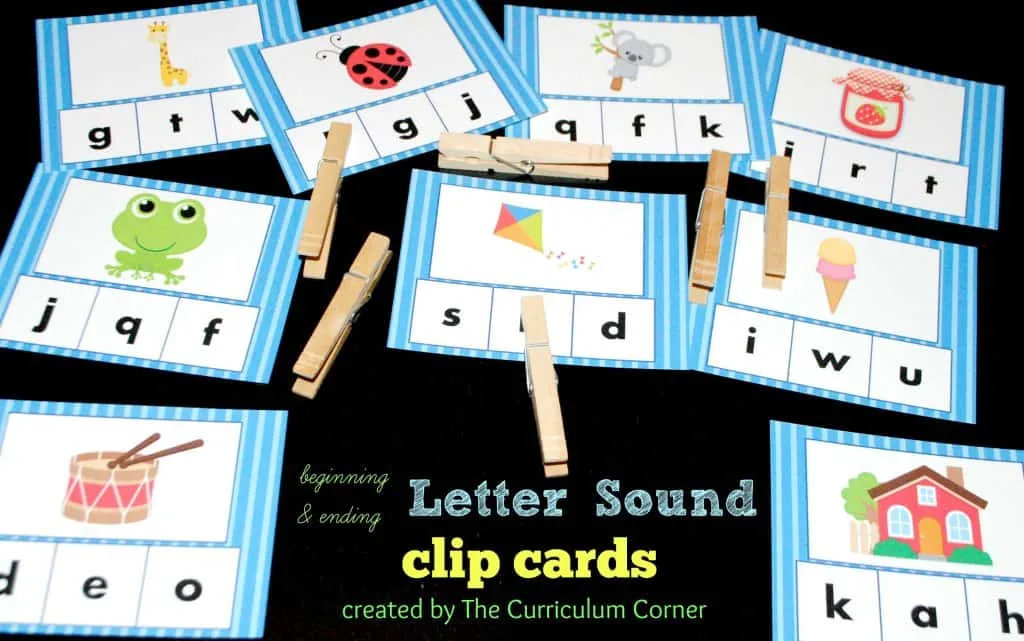 Beginning & Ending Letter Sounds Clip Cards FREE from The Curriculum Corner for beginning readers