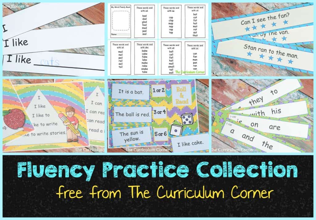 FREEBIE Reading Fluency Practice Collection from The Curriculum Corner - tons of free printables!