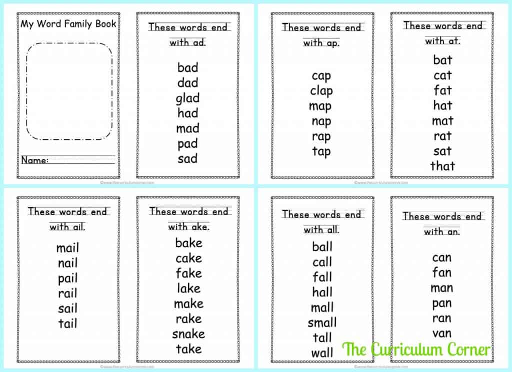 Fluency Word Family Booklets free from The Curriculum Corner