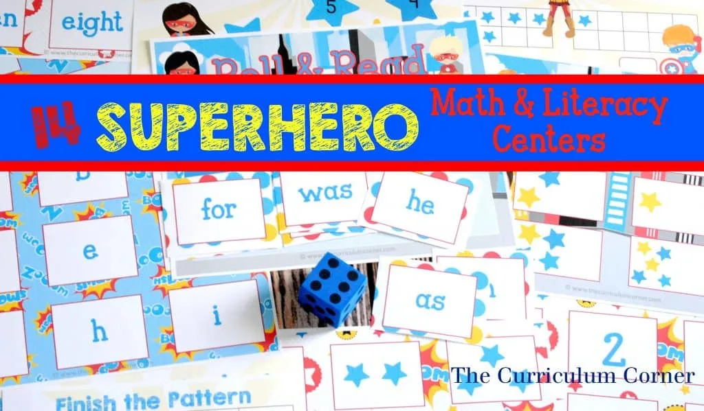 14 FREE Math & Literacy Superhero Centers from The Curriculum Corner