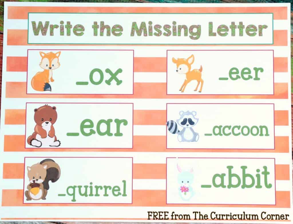 FREEBIE! 18 Forest Animal Math & Literacy Centers for kindergarten & first grades - FREE from The Curriculum Corner