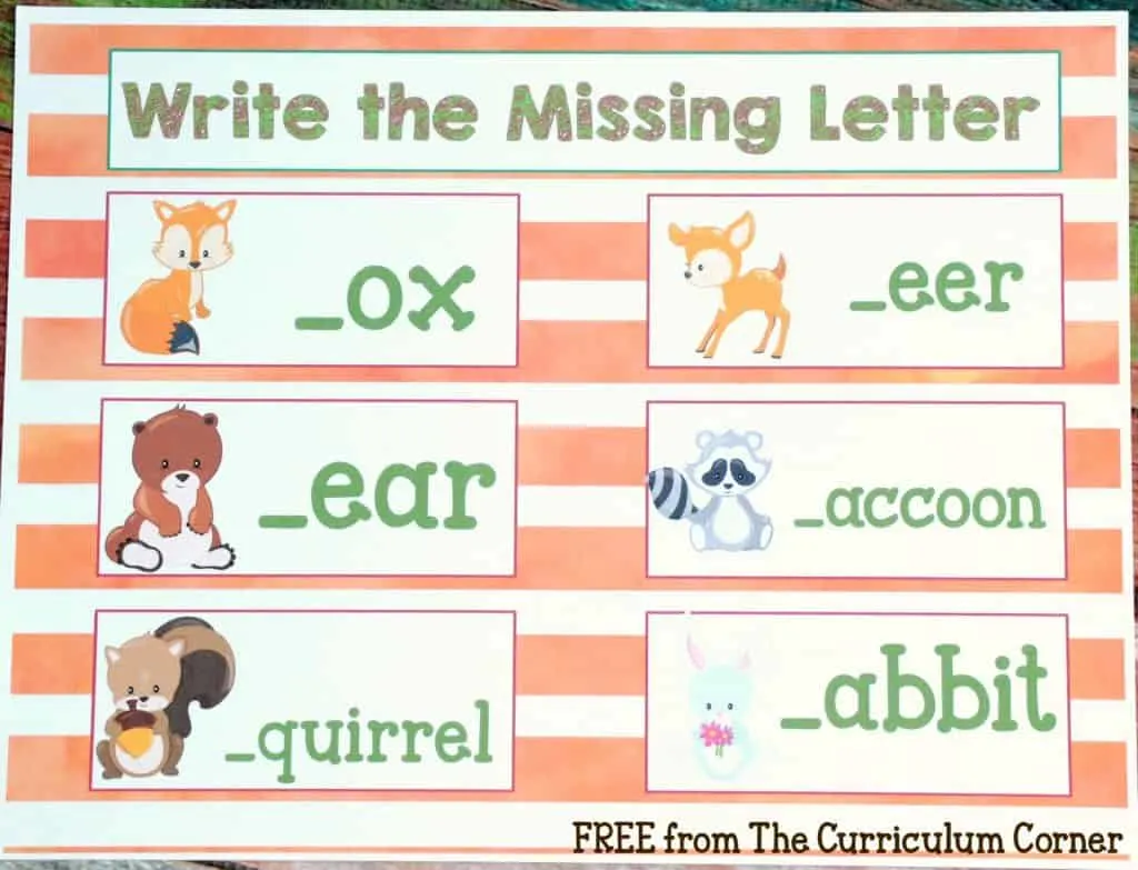 FREEBIE! 18 Forest Animal Math & Literacy Centers for kindergarten & first grades - FREE from The Curriculum Corner