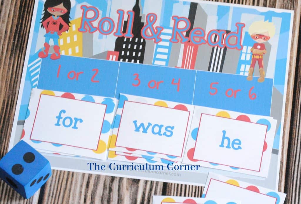 FREEBIE! Fry word games - 14 FREE Superhero Math & Literacy Centers from The Curriculum Corner | kindergarten & 1st grade classrooms