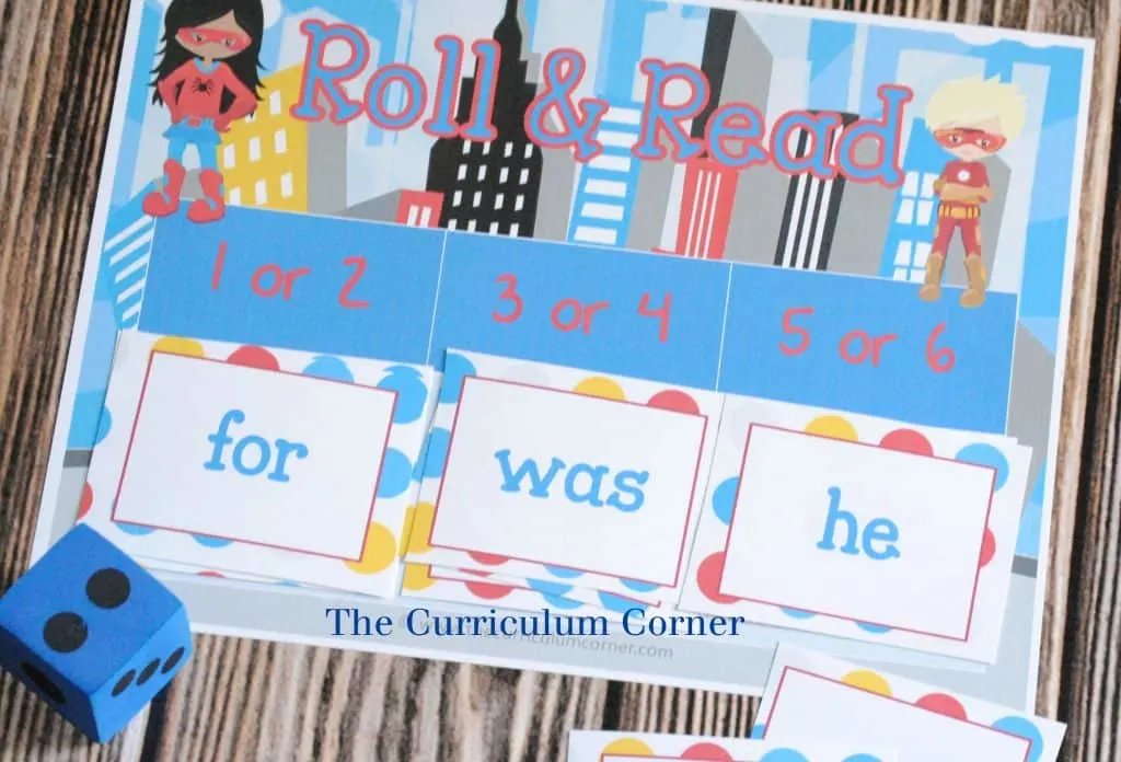 FREEBIE! Fry word games - 14 FREE Superhero Math & Literacy Centers from The Curriculum Corner | kindergarten & 1st grade classrooms