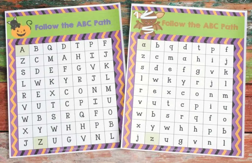 ABC Maze FREE COLLECTION! 20 Halloween Themed Math & Literacy Centers from The Curriculum Corner 