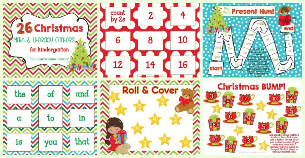 FREE Christmas Centers for Math & Literacy FREE from The Curriculum Corner | FREEBIE - 26 centers!