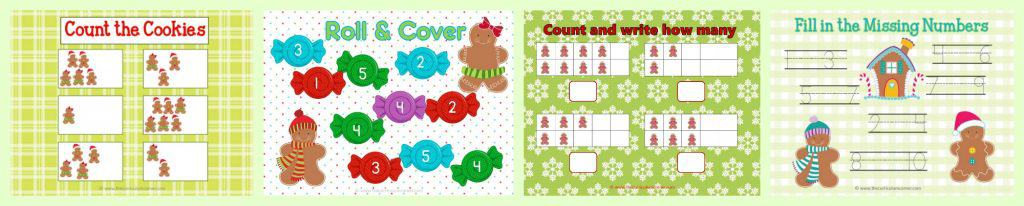 FREE! Gingerbread Man Centers for Math & Literacy from The Curriculum Corner | counting, Fry words, BUMP, roll & read, roll & write, write the room and much more! roll & cover