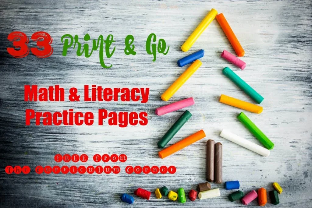 33 FREE Printable Pages! Print & Go Christmas Practice Pages | Kindergarten & 1st Grade Practice Pages for Christmas from The Curriculum Corner | Fry Words | Number Sense