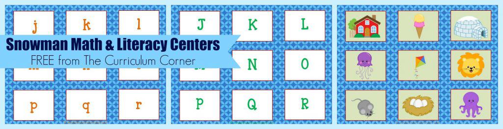 FREE Snowman Math & Literacy Centers from The Curriculum Corner | kindergarten | 1st grade | winter | snowmen | FREE centers