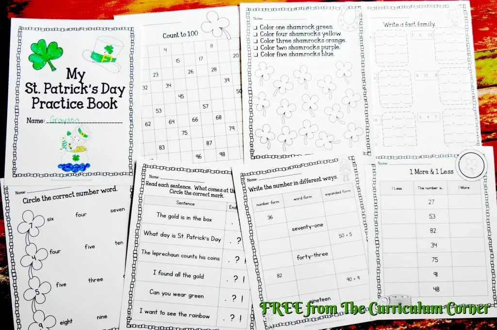FREE St. Patrick's Day Print & Go Practice Pages from The Curriculum Corner