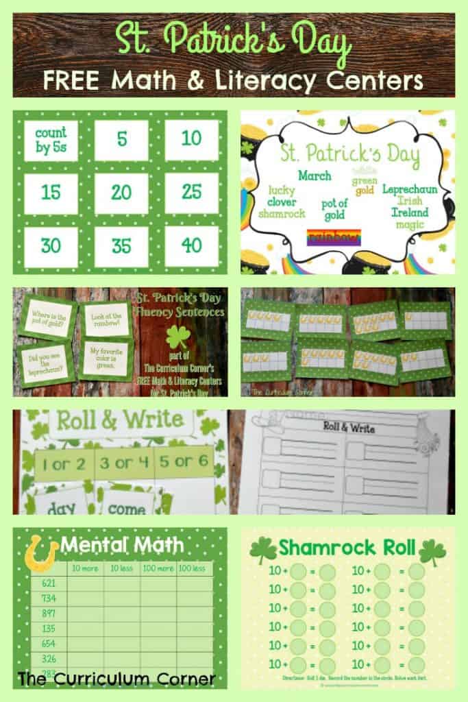 FREE St. Patrick's Day Math & Literacy Centers from The Curriculum Corner