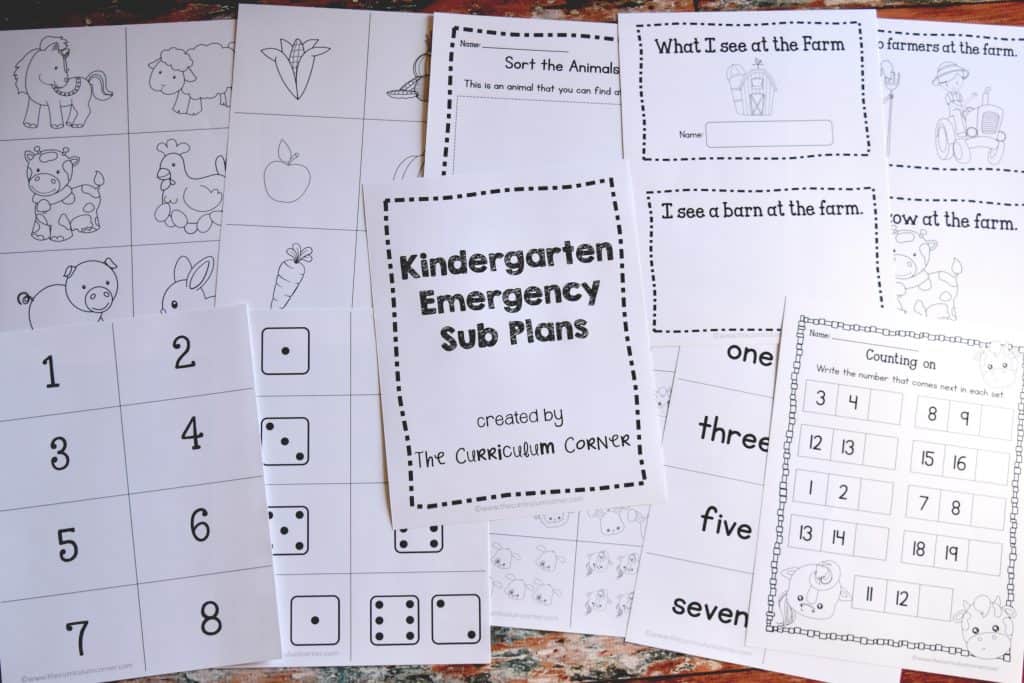 Emergency Sub Plans for Kindergarten