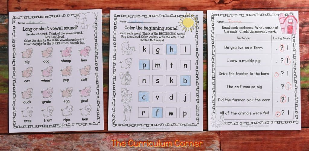 FREE Farm Print & Go Practice Pages (Farm Worksheets) from The Curriculum Corner 4
