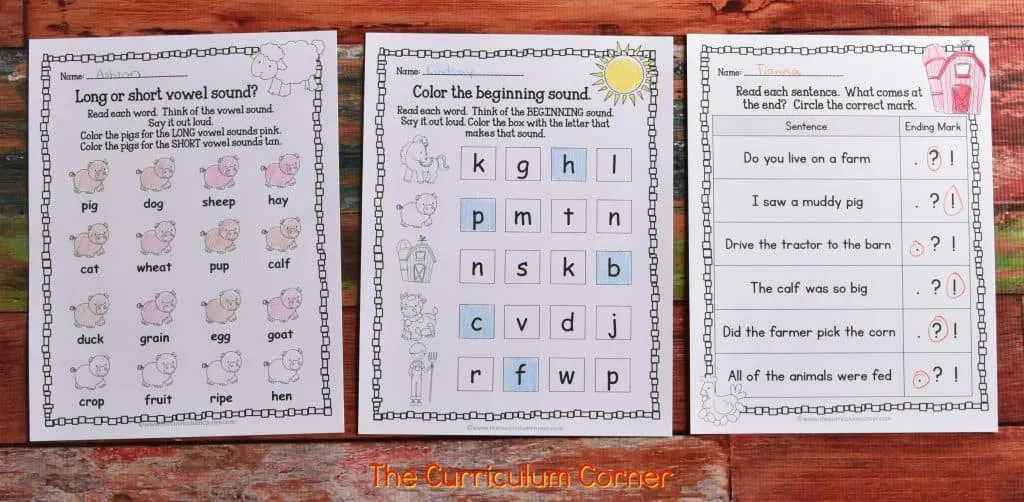 FREE Farm Print & Go Practice Pages (Farm Worksheets) from The Curriculum Corner 4