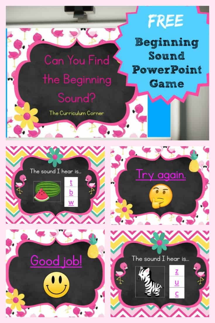 FREE Beginning Letter Sound PowerPoint Game from The Curriculum Corner
