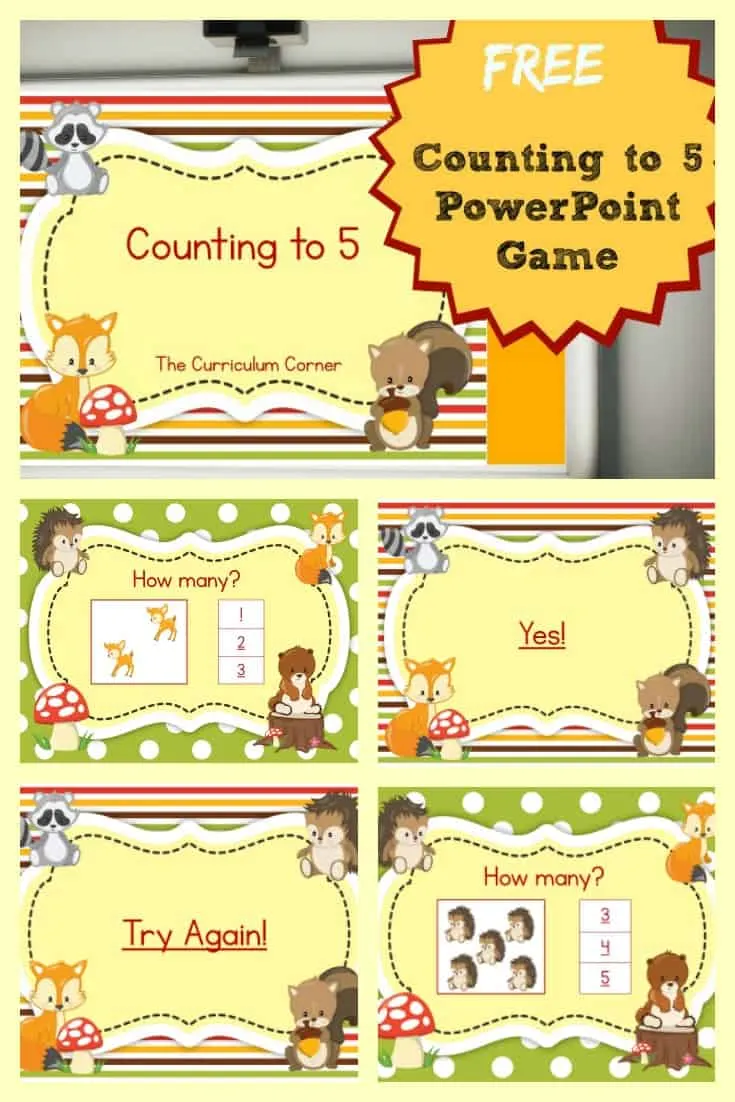 FREE Counting to 5 PowerPoint Game from The Curriculum Corner